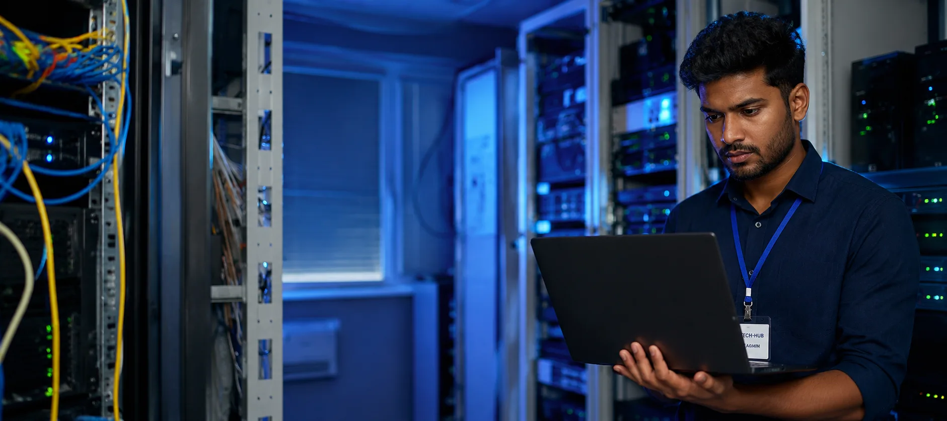 IT engineer working in a data center